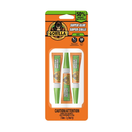 Gorilla Super Glue Gel 3g 3pk (9g Total)