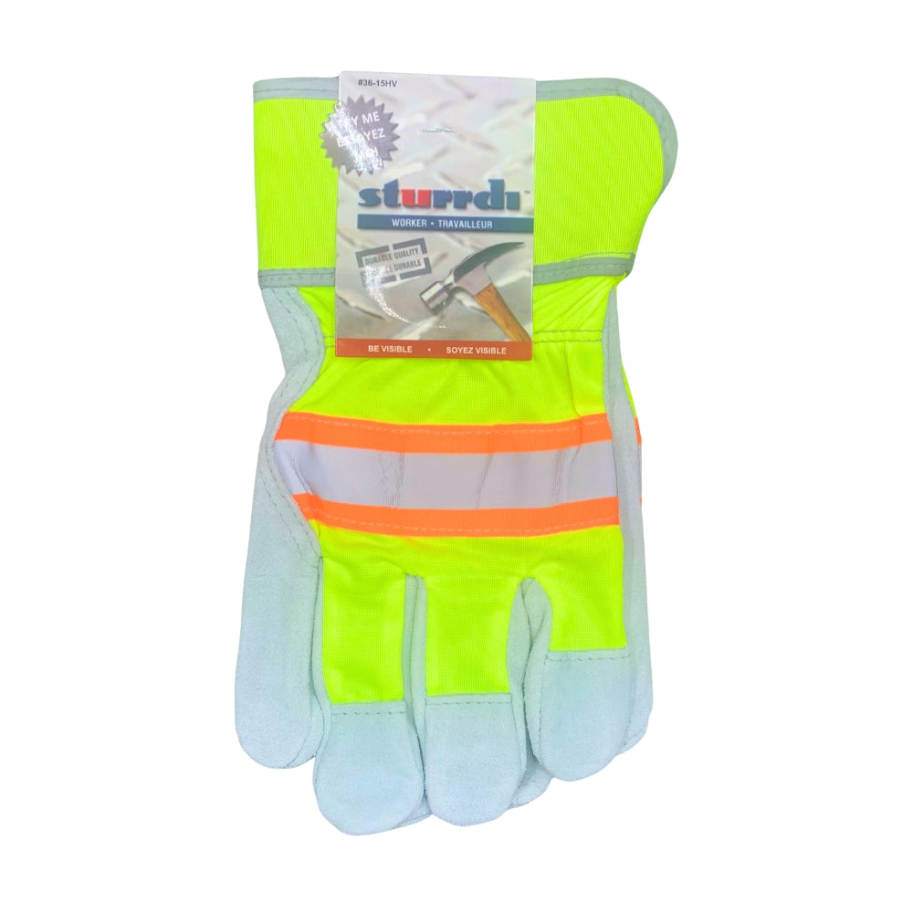 Split Leather Glove Unlined Hi Viz