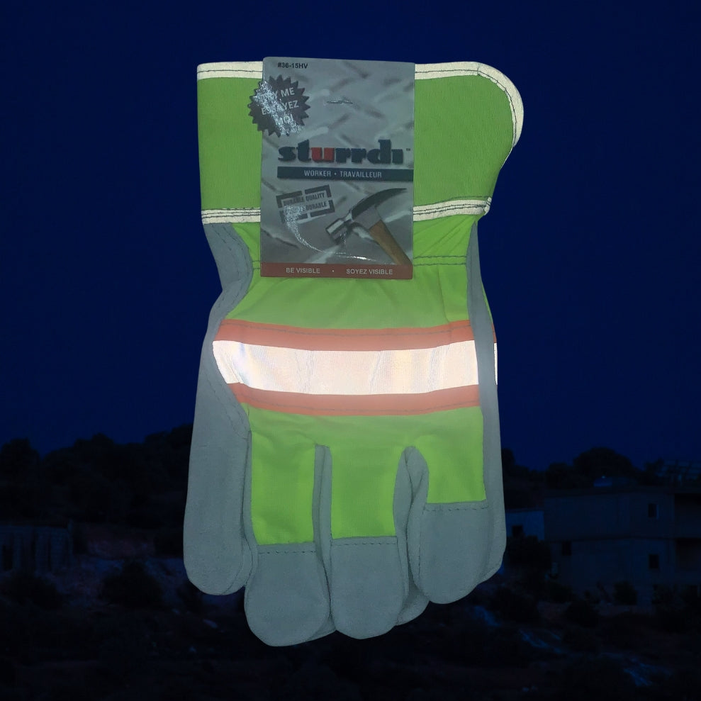 Split Leather Glove Unlined Hi Viz