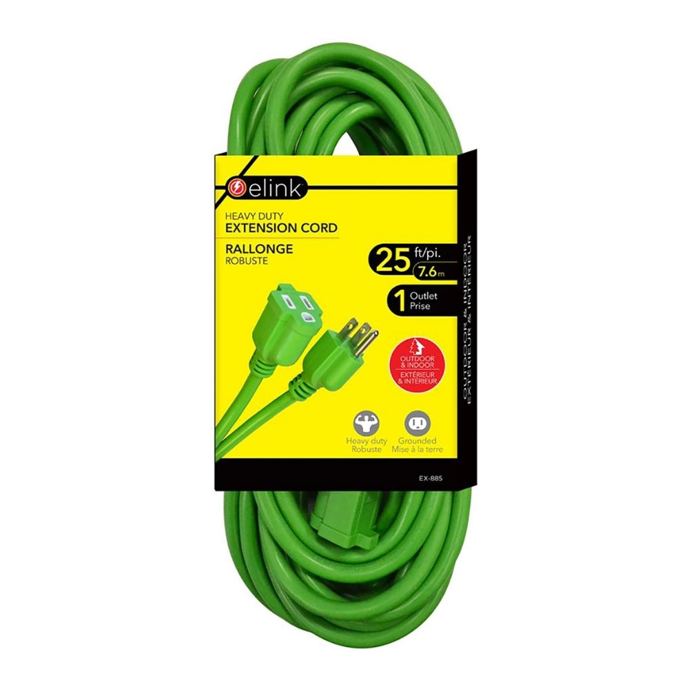25 ft. Outdoor extension cord; neon green