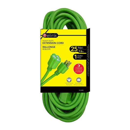 25 ft. Outdoor extension cord; neon green