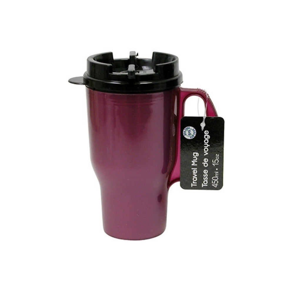 Plastic Travel Mug w/ Shut Off Lid 450mL / 15oz