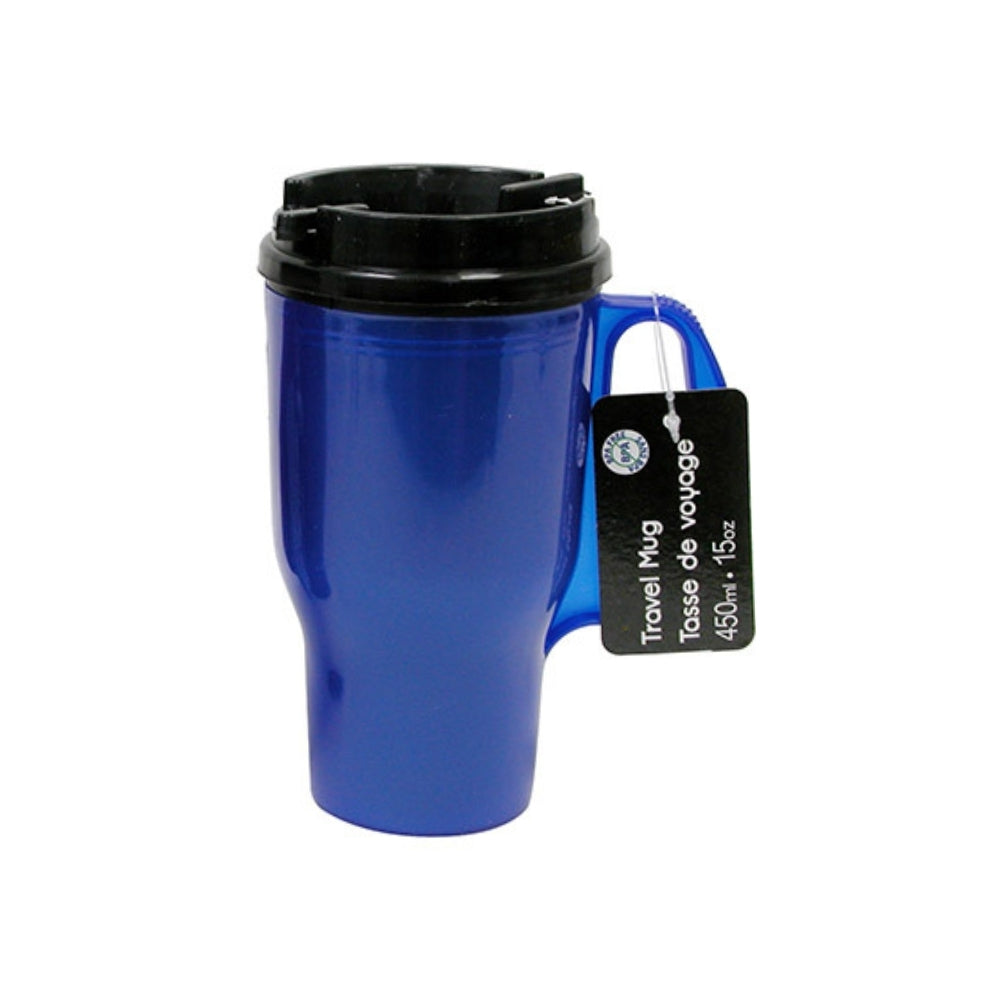 Plastic Travel Mug w/ Shut Off Lid 450mL / 15oz
