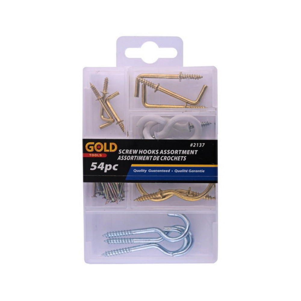 54pc Screw Hook Assorted in Plastic Box