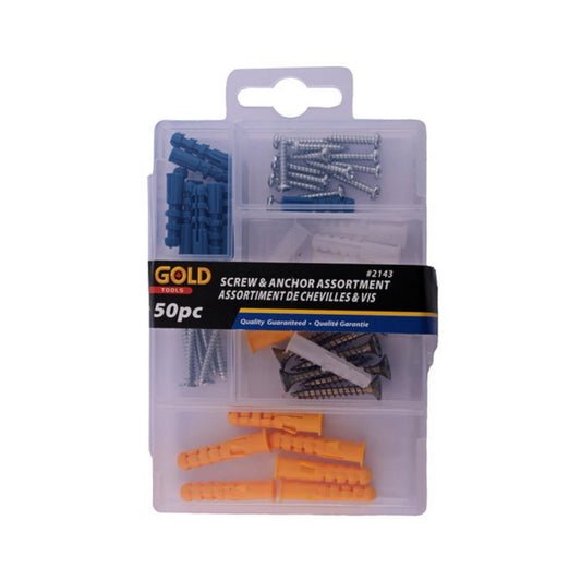 50pc Screw and Anchor Set in Plastic Box