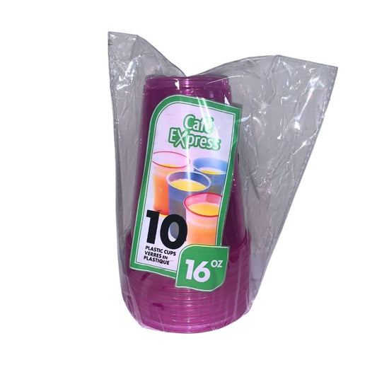Cafe Express 16oz Plastic Cup 10/PK Pink/Blue