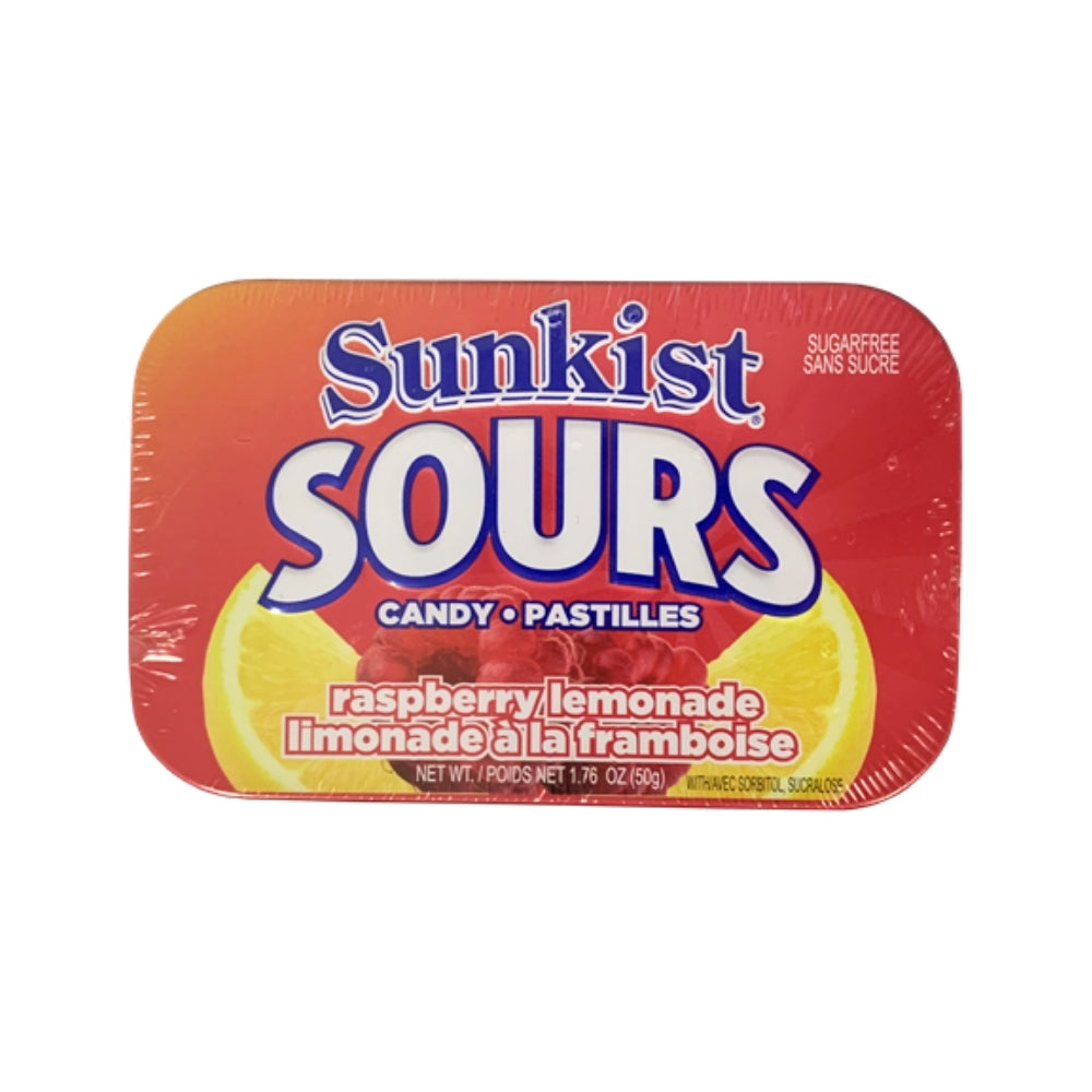 Sunkist Sours Raspberry Lemonade 50g Tins 6/bx