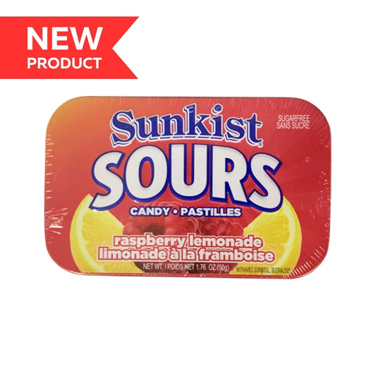 Sunkist Sours Raspberry Lemonade 50g Tins 6/bx