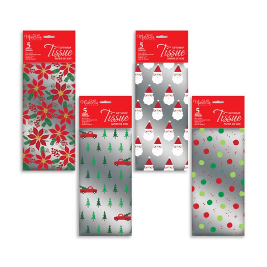 Christmas Tissue Metallic 5 Sheets