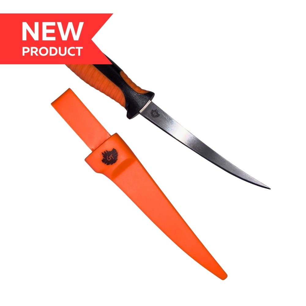 6" Filet Knife Orange Non-Slip w/ Sheath