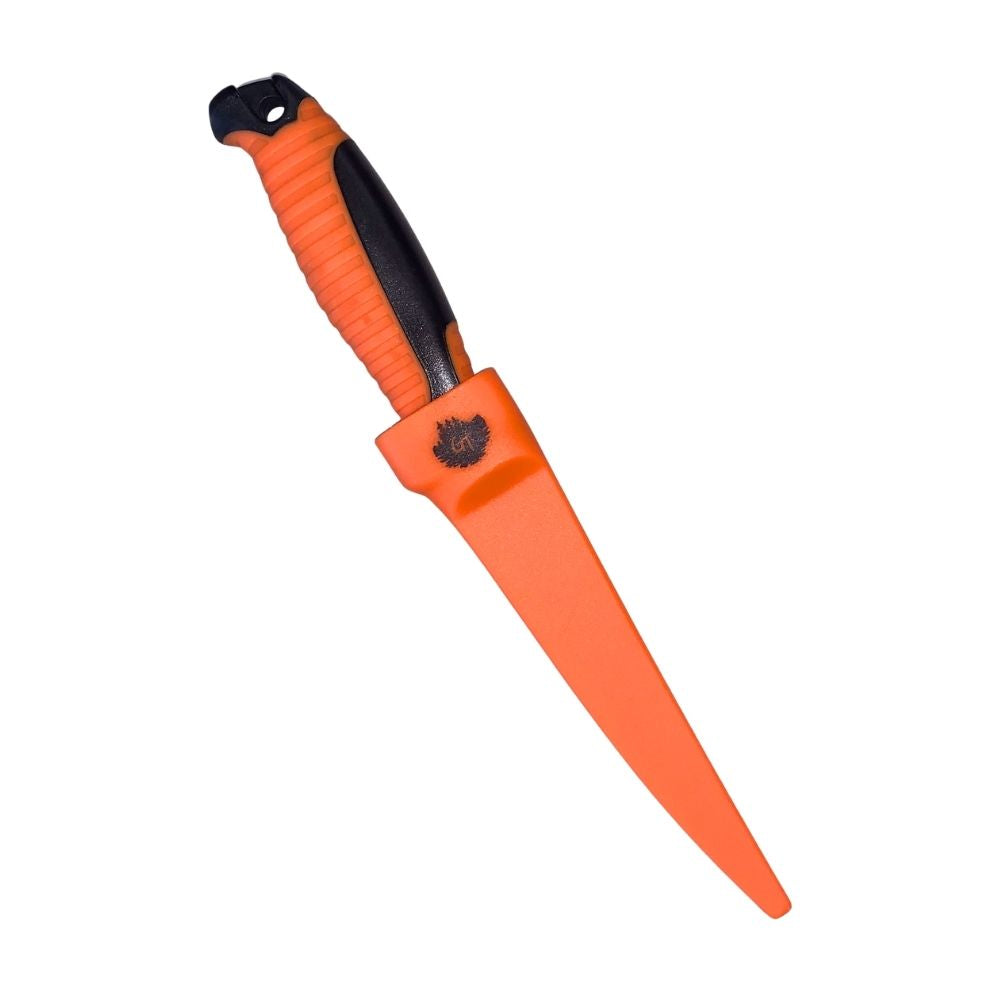 6" Filet Knife Orange Non-Slip w/ Sheath