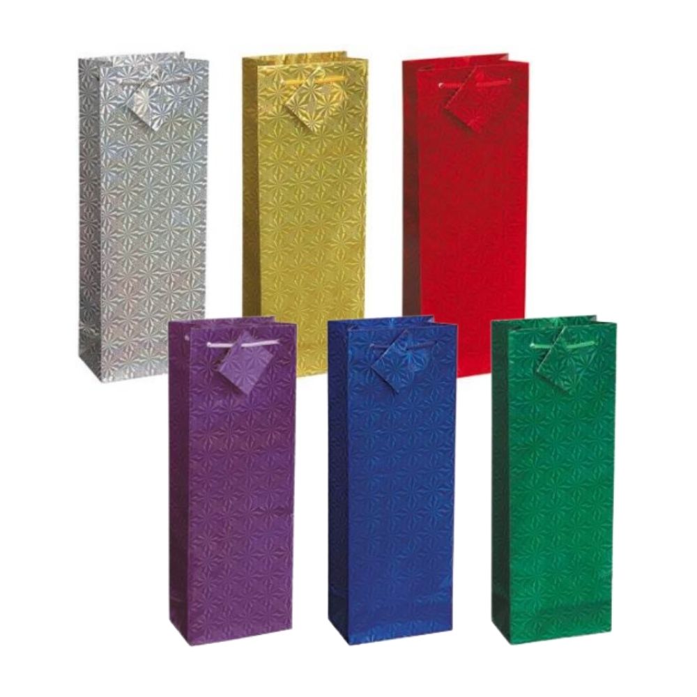 Solid Holographic Wine Gift Bag Assorted