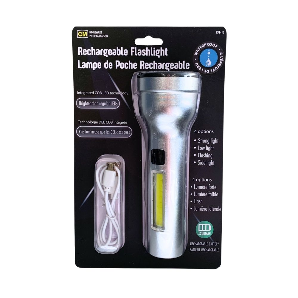 Flashlight LED COB Rechargeable 1200MAH