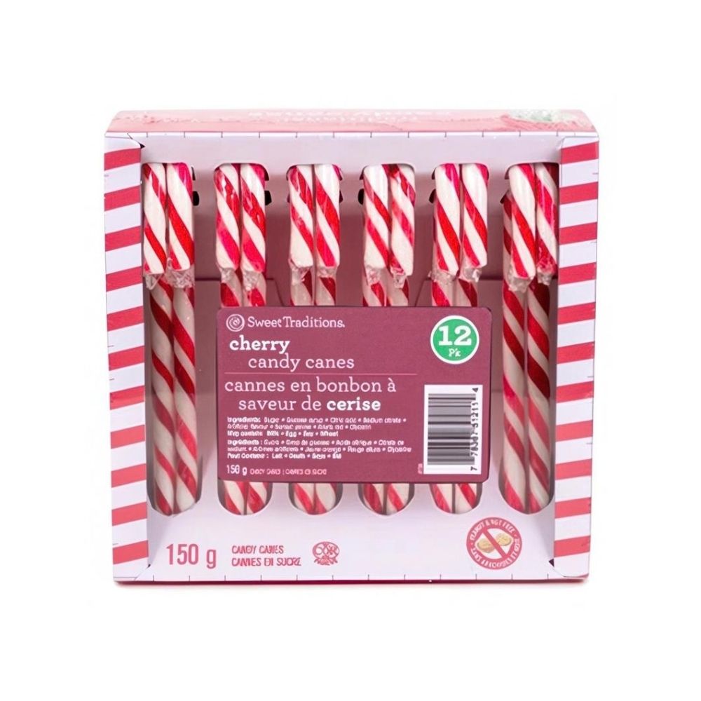 Sweet Tradition 12pk Cherry Candy Canes 150g