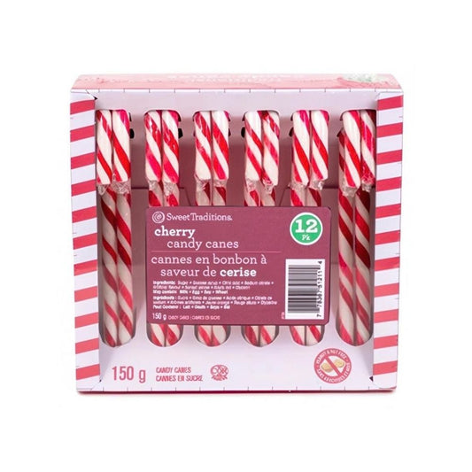 Sweet Tradition 12pk Cherry Candy Canes 150g