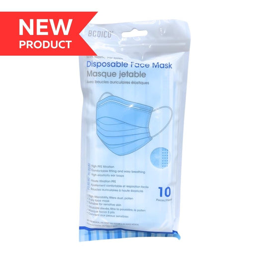10pk Face Mask Blue 3-Ply w/ Ear Loop