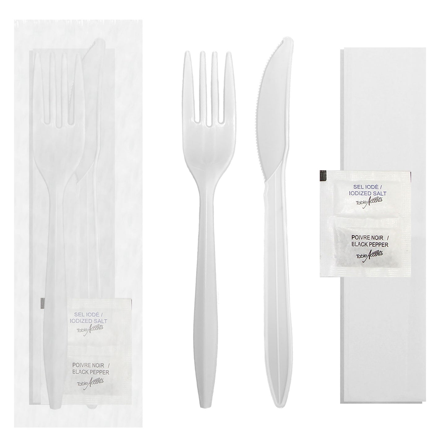 Cutlery Kit Fork, Knife, Napkin & Salt/Pep500/case