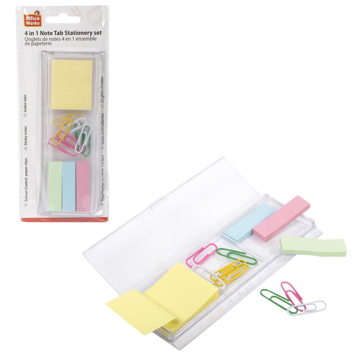 O.WKs 4in1 Note Tabs Stationary set Ruler Clear Bo