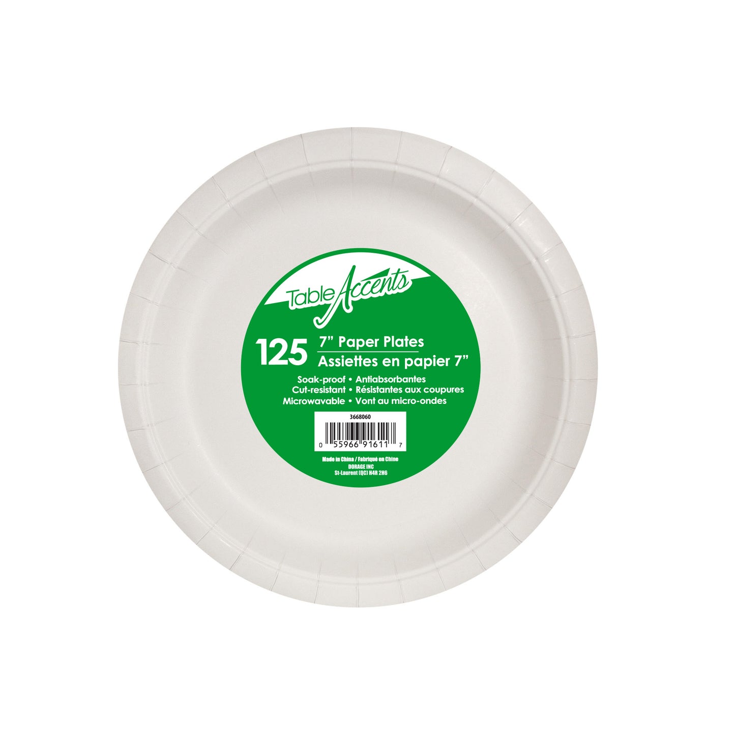 Table Accents 7" Paper Plates 125/sl Soak Proof