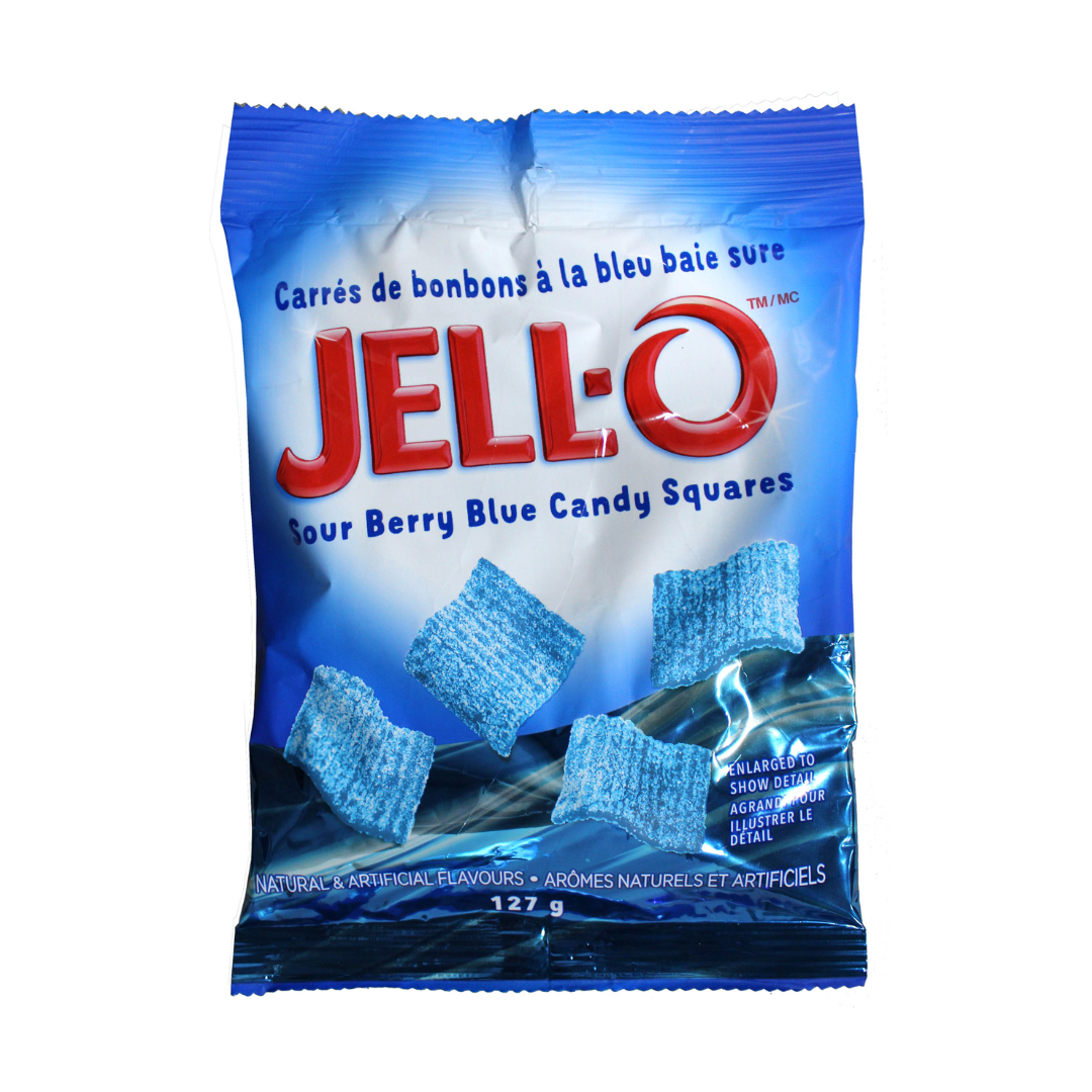 Jell-O Sour Berry Blue Candy Sqaures 127 g 12/cs