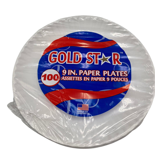 Gold Star 9" Paper Plates 100/pk