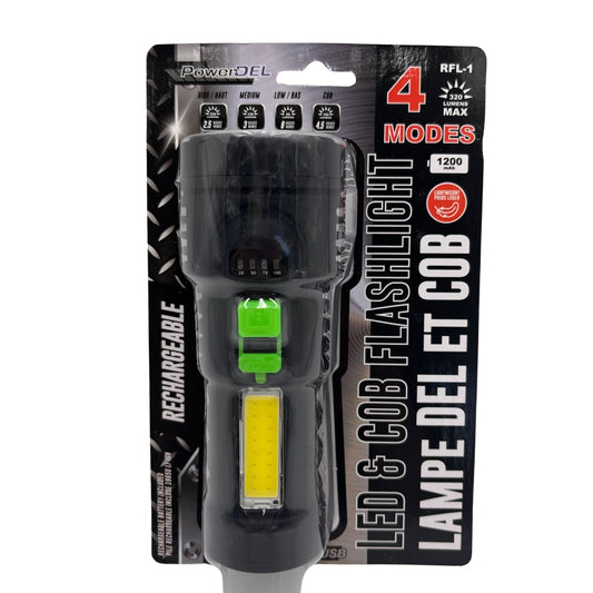 Flashlight LED COB Rechargeable 320 Max Lumens