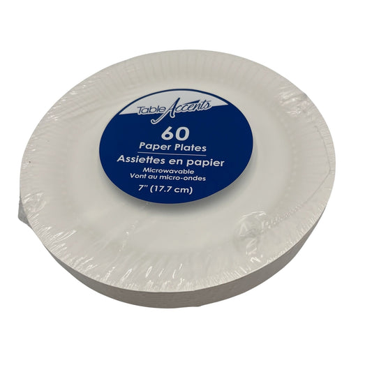 7" Paper Plates Uncoated 60/pk