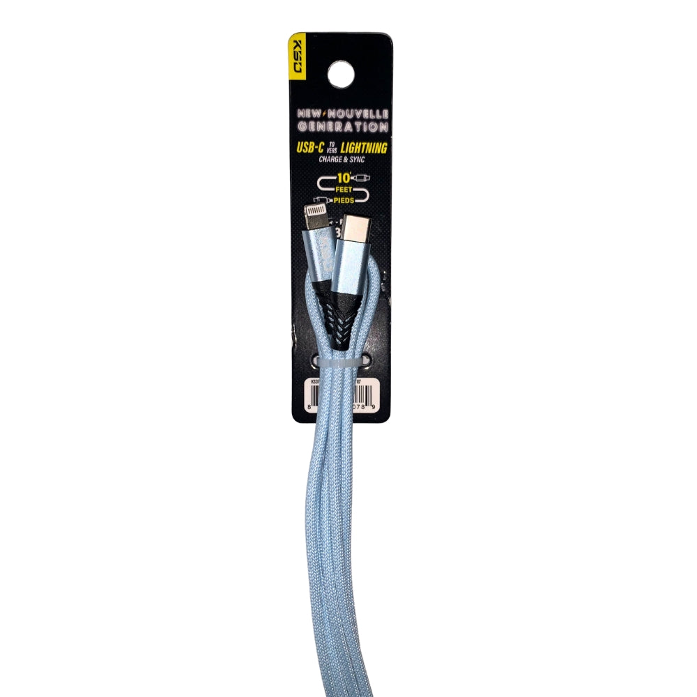 USB-C to Lightning Charge & Sync Cable 10ft