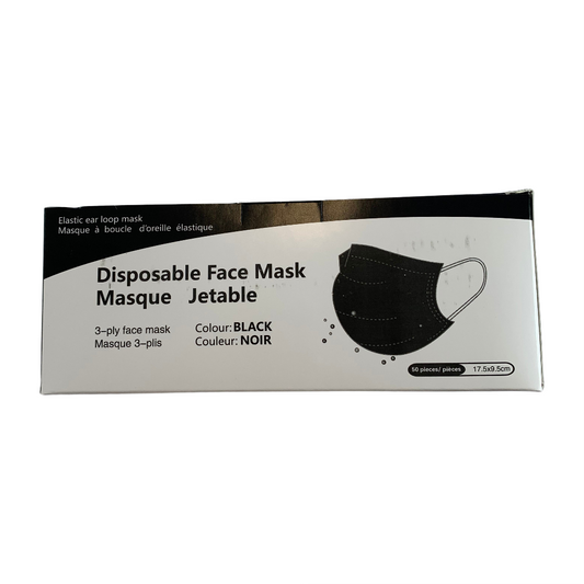 Black Disposable Face Mask - 50/pack