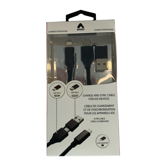 AMZCA1B Dual Charge Cable USB/C to Lightning