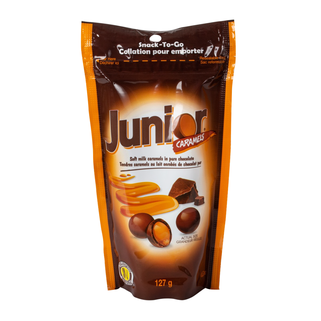 Junior Caramels Zip Bag 127g 12/cs