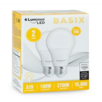 Luminus LED 14W Light Bulb 2pk, 6/cs