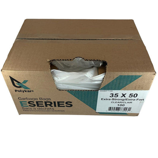 Extra-Strong Clear Garbage Bags 35" x 50" 100/box