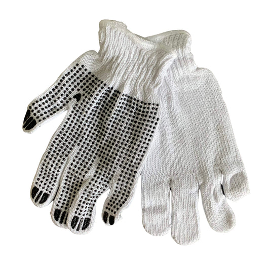White Cotton/Poly Glove w/PVC Dots
