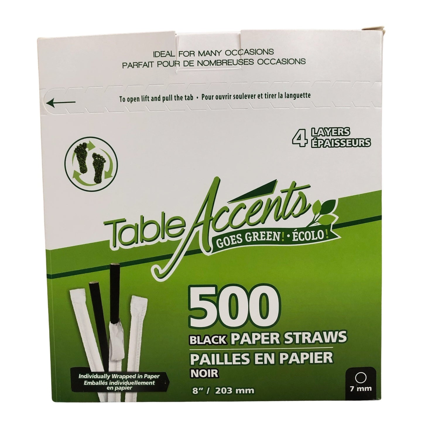 8" Paper Wrapped Straw Black Compostable 500/pk