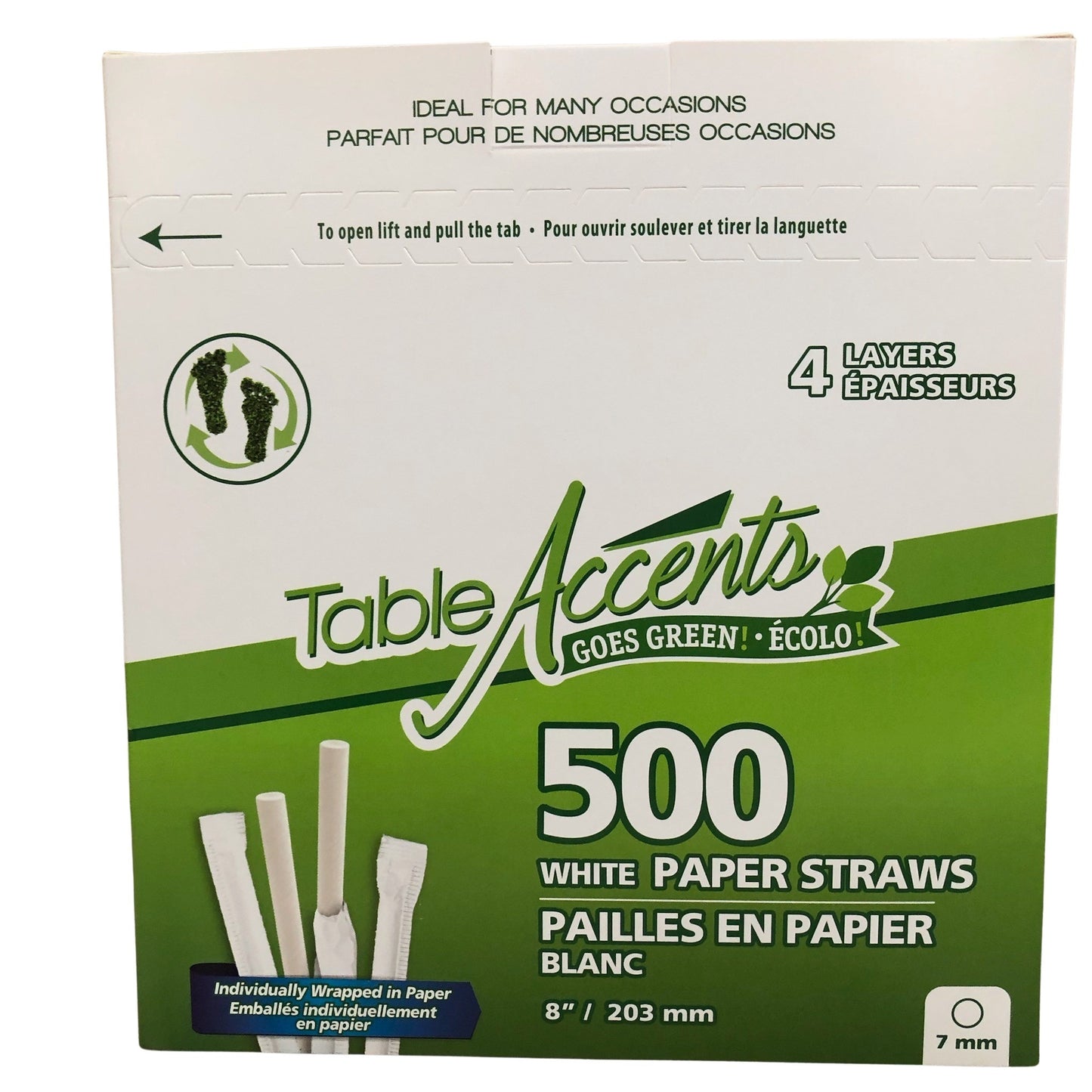 White 8" Paper Wrapped Straw Compostable 500/pk