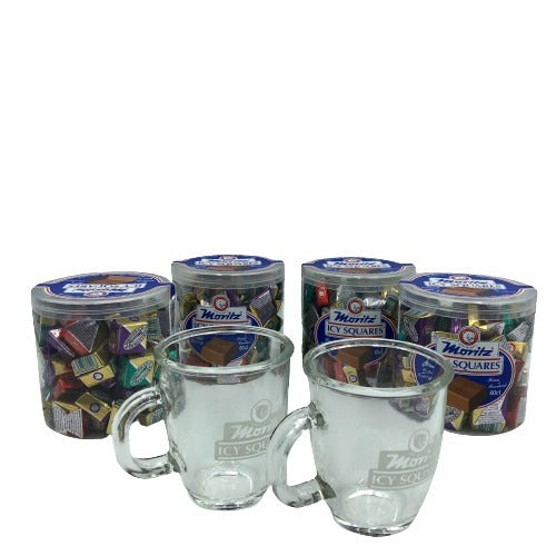 Icy Square Prepack FOUR tubs 60's  & 2 Latte  Mugs