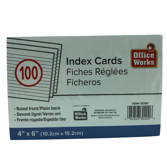 4"x6" Index Cards 100's #30200