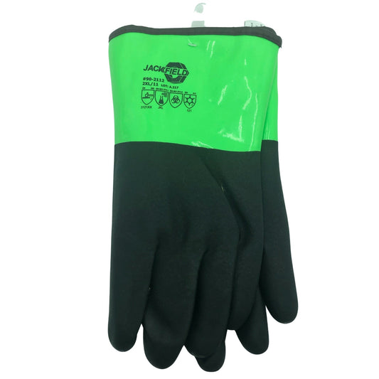 2112  PVC/NIT Green/Black Glove XXL Lined 12"
