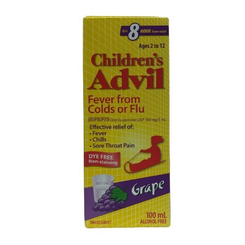 Advil Liquid Fever & Cold 100 ml Dye Free Grape