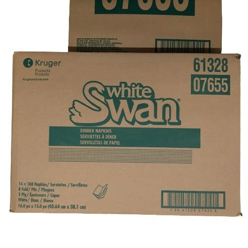 White Swan 2 ply Dinner Napkin16/188ct #07655
