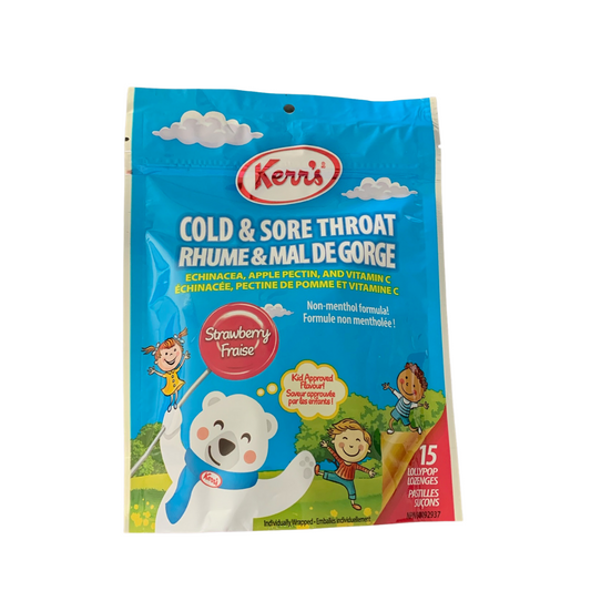 Kerr's Cold & Sore Throat Lollypop Strawberry 15ct