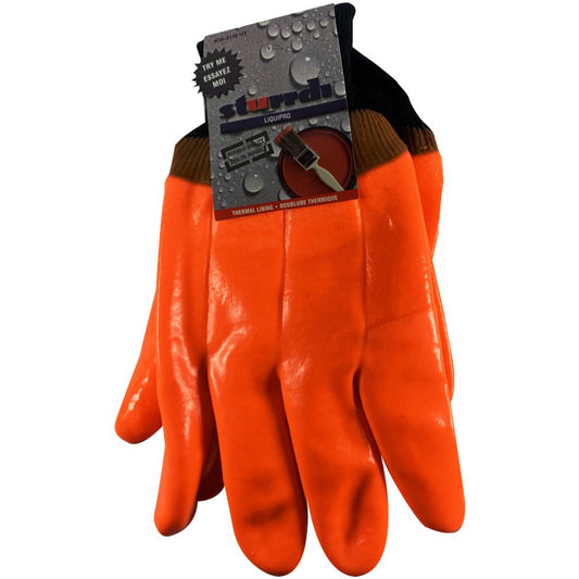 Sturrdi 3631W Orange PVCLined Lg Glove w/knitwrist