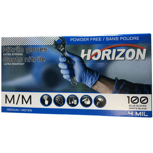 Horizon PF Blue Nitrile Disposable Glove M 100/box